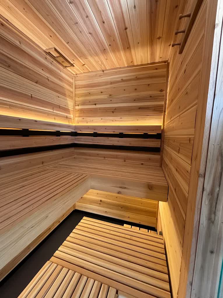 Finished cedar sauna by Asier Services in Dallas, TX