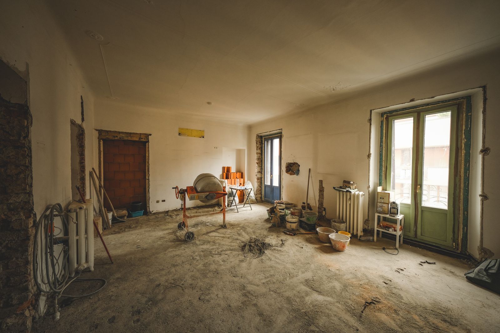 Interior room stripped down during demolition